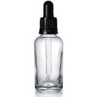 Dropper Bottles Clear Glass Black Lids