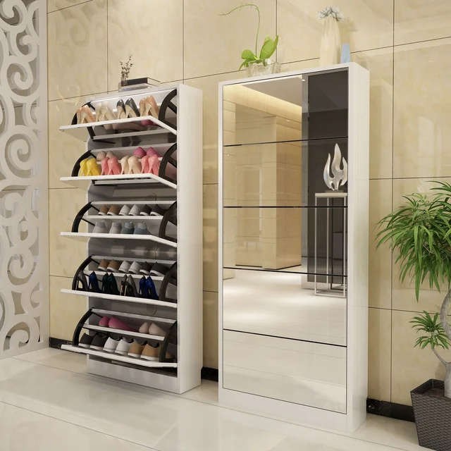 5 Door Mirror Shoe Cabinet