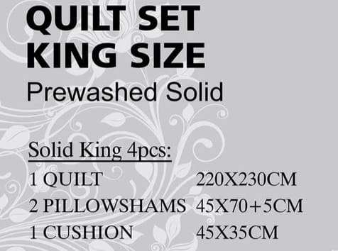 4 Pcs Cream White King Size Bedspread Pre-washed Quilt Set