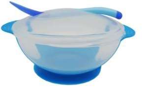 SUCTION BOWL & SPOON BLUE