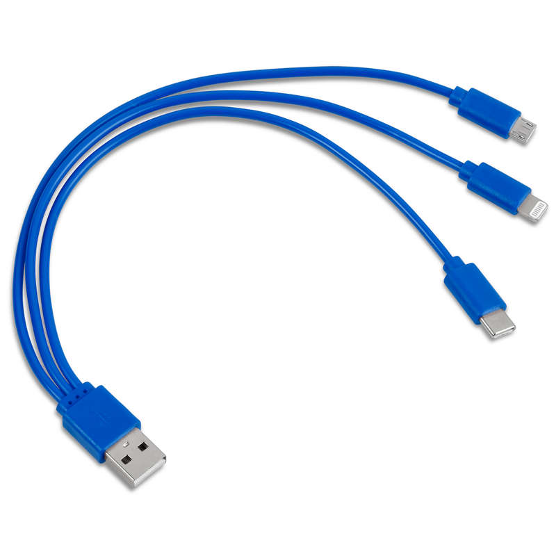 Hat-Trick 3-in-1 Charging Cable - Blue