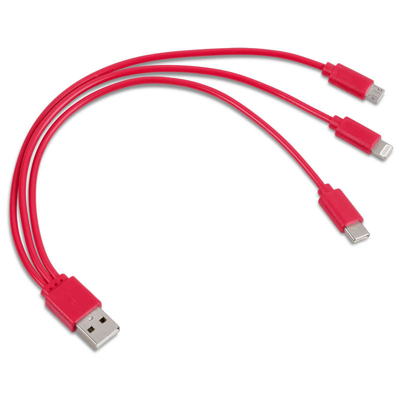 Hat-Trick 3-in-1 Charging Cable - Red