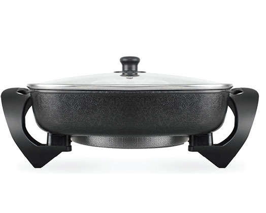 Frying Pan Electric With Glass Lid Aluminium Black 30x30cm 1500W "Odiseo"