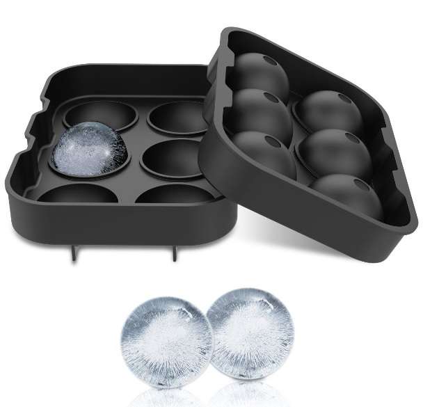 Gin Tribe Ice Ball Tray - 6 Giant Ball Boulders for Gin - 4.5cm - Black
