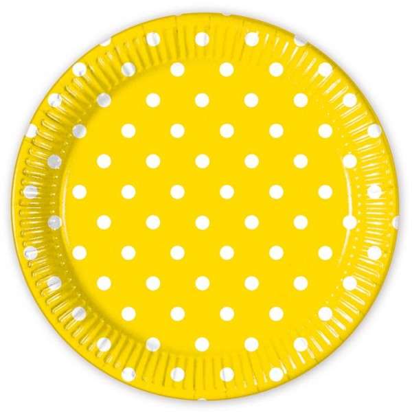 YELLOW DOTS PAPER PLATE LARGE 23CM 8CT