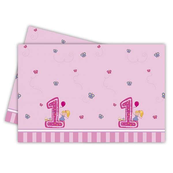 GIRLS FIRST BIRTHDAY PLASTIC TCOVER 120X180CM 1CT