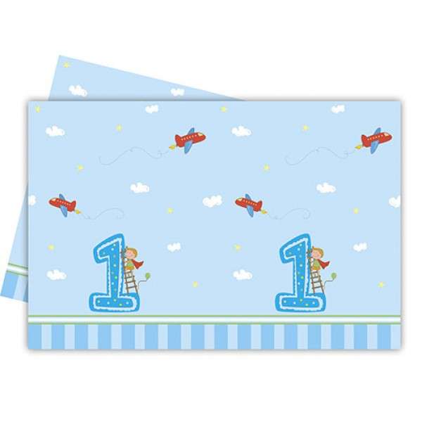 BOY FIRST BDAY PLASTIC TABLECOVER 120X180CM 1CT