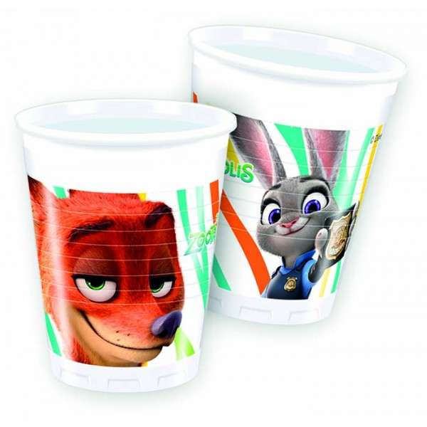 ZOOTROPOLIS PLASTIC CUPS 200ML 8CT