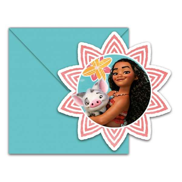 MOANA INVITATIONS&ENVELOPES 6CT
