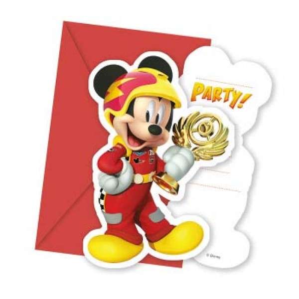 MICKEY ROADSTER RACERS DIE CUT INVITE&ENVELOPE 6CT