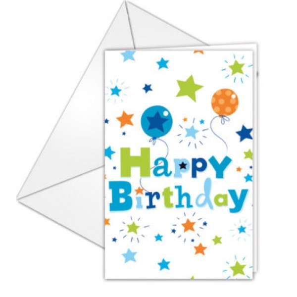 HAPPY BDAY BOY INVITATIONS & ENVELOPES 6CT