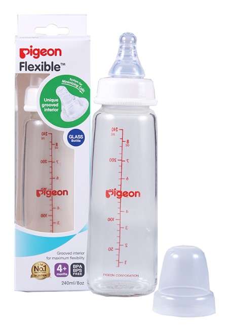 FLEXIBLE GLASS BOTTLE WITH PERISTALTIC NIPPLE 240ML