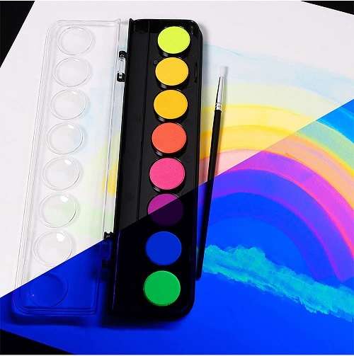 MICADOR DARK ARTS NEON WATERCOLOUR PAINT DISCS + BRUSH 8