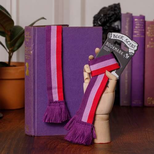 BOOK SCARF BOOKMARK PINK & PURPLE