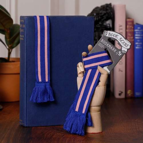 BOOK SCARF BOOKMARK BLUE & PINK