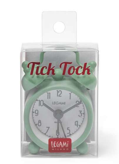 MINI TICK TOCK ALARM CLOCK VINTAGE GREEN