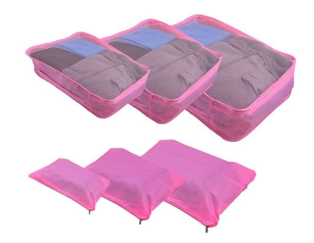 6-Piece Luggage Organiser Set - Pink