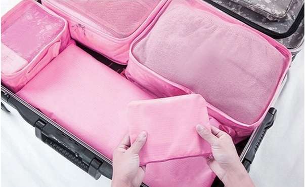 6-Piece Luggage Organiser Set - Pink