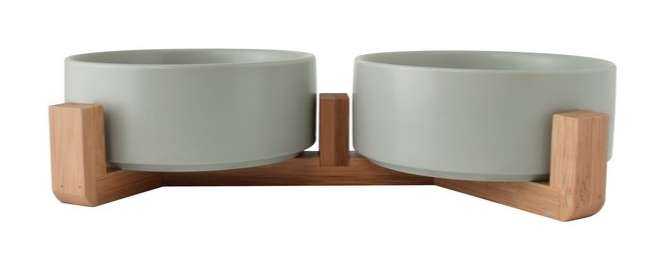 2-Piece Pet Bowl & Stand - Grey