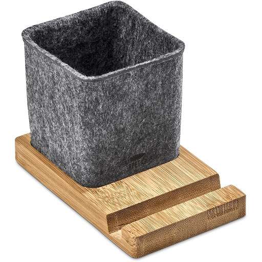 Okiyo Kyadi Recycled PET & Bamboo Desk Caddy Phone Stand
