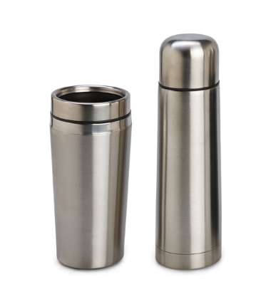 Chester Flask & Mug Set - Silver