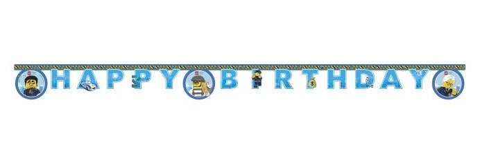 LEGO CITY HAPPY BIRTHDAY PAPER DIE-CUT BANNER 1CT