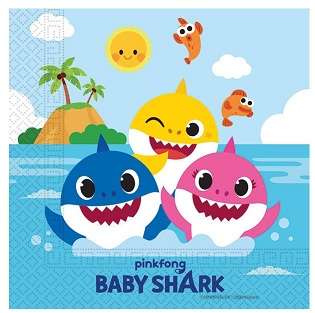 BABY SHARK TWO PLY PAPER NAPKINS 33X33CM 20CT