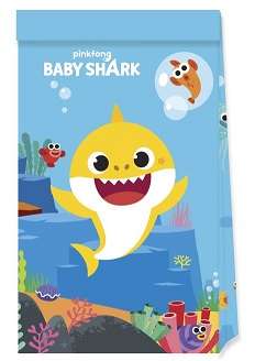 BABY SHARK PAPER PARTY BAGS 4CT