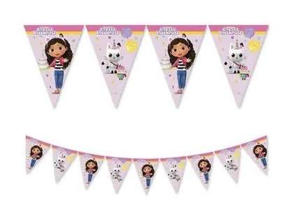 GABBYS DOLLHOUSE PAPER TRIANGLE FLAG BANNER 1CT