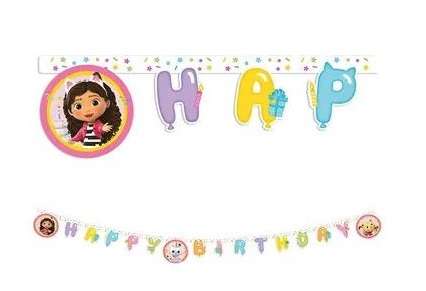 GABBYS DOLLHOUSE PPR HAPPY BDAY DIE CUT BANNER 1CT
