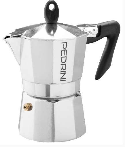 Coffee Maker Polished Aluminium 3 Cups - Black