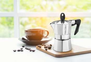 Coffee Maker Polished Aluminium 3 Cups - Black