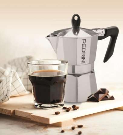 Coffee Maker Polished Aluminium 3 Cups - Black