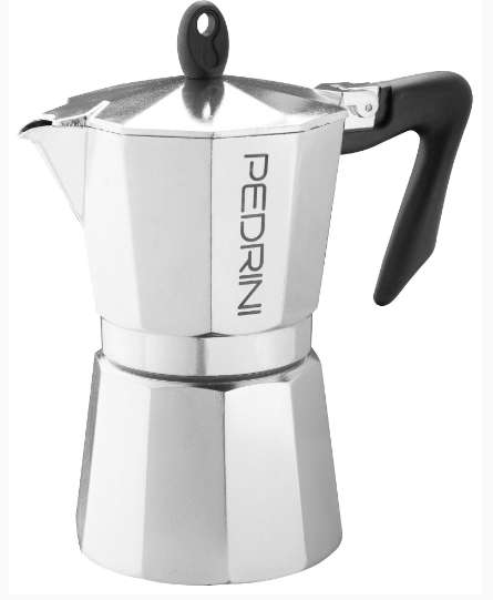 Coffee Maker Polished Aluminium 6 Cups - Black