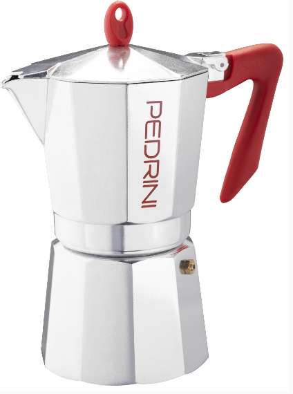 Coffee Maker Polished Aluminium 9 Cups - Red