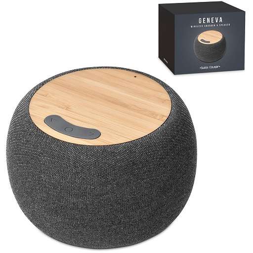 Swiss Cougar Geneva Wireless Charger & Bluetooth Speaker - Grey