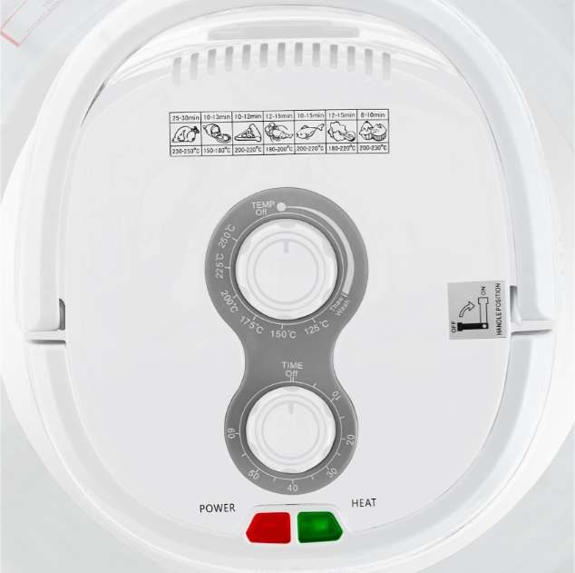 Air Fryer / Convection Cooker Adjustable Temperature Glass White 12L 1400W "Turbo Cook"