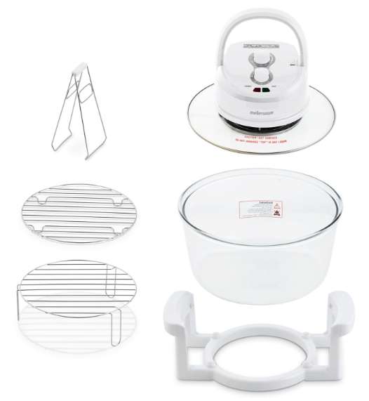 Air Fryer / Convection Cooker Adjustable Temperature Glass White 12L 1400W "Turbo Cook"