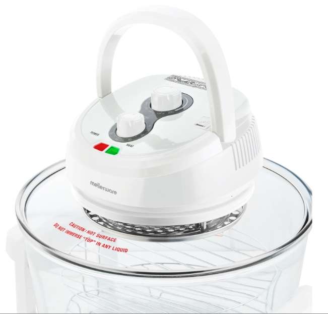 Air Fryer / Convection Cooker Adjustable Temperature Glass White 12L 1400W "Turbo Cook"