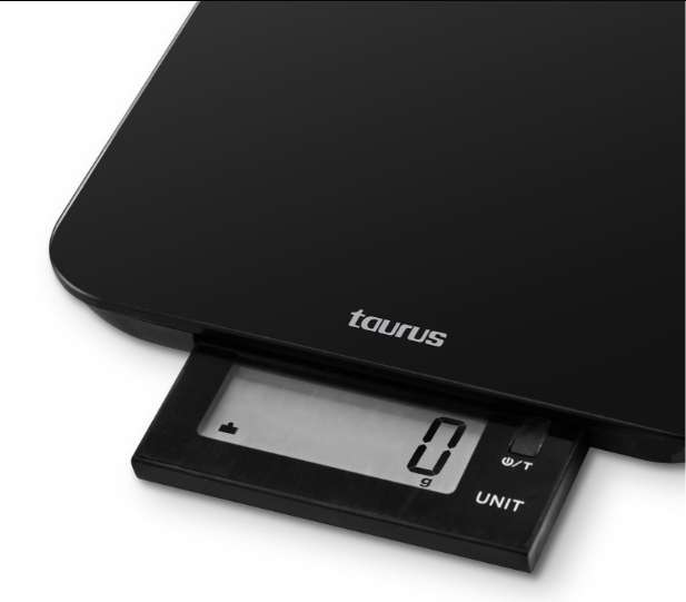 Kitchen Scale Battery Operated Glass Black 10kg 3V "Effortless LCD"