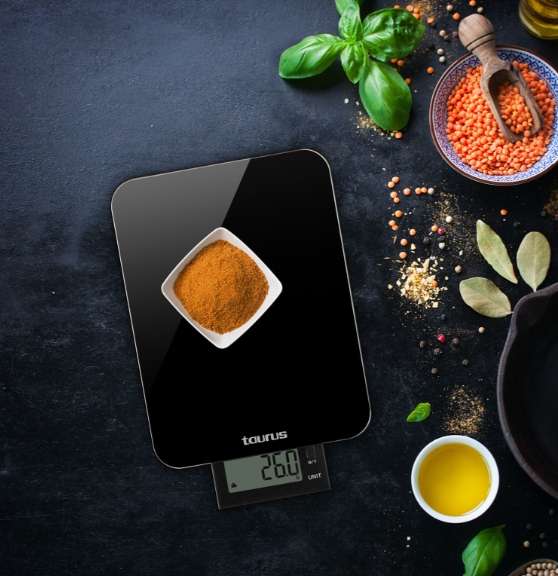 Kitchen Scale Battery Operated Glass Black 10kg 3V "Effortless LCD"