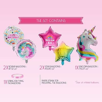 LET'S PARTY UNICORN THEMED SET OF 5 BALL