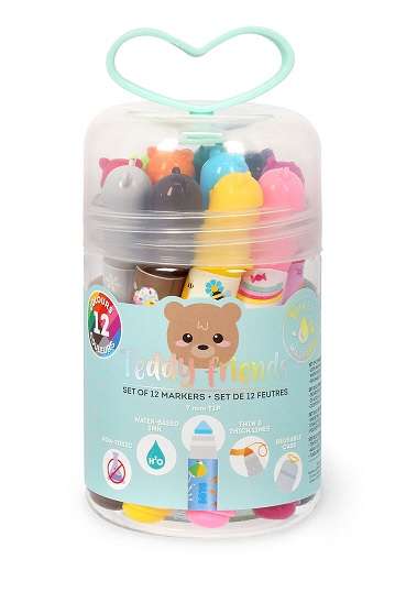 TEDDY FRIENDS SET OF 12 MARKERS