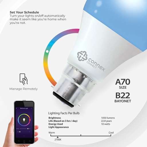Smart WiFi Bulb 10W LED RGB White Bayonet