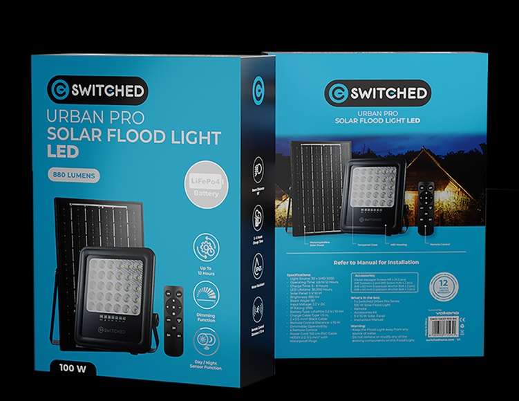 SWITCHED Urban PRO Series??? 100W Solar Floodlight with Remote