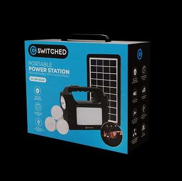 SWITCHED Portable Power Station with Solar Panel -Black