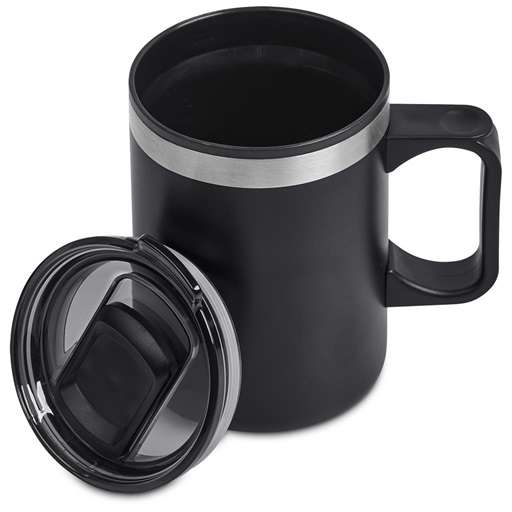Kooshty Angelo Stainless Steel & Plastic Double-Wall Mug - 360ml - Black