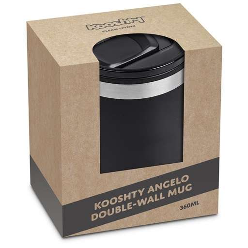 Kooshty Angelo Stainless Steel & Plastic Double-Wall Mug - 360ml - Black