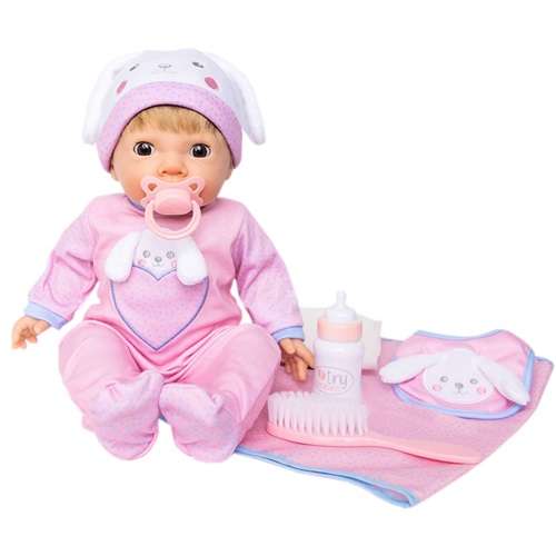 TINY TREASURES DOLL PEEKABOO BUNNY BABY CARE SET
