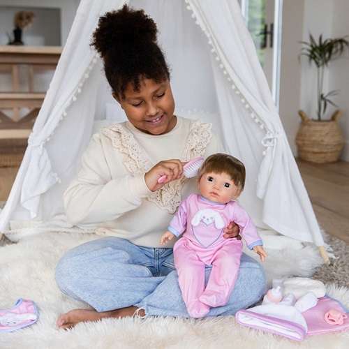 TINY TREASURES DOLL PEEKABOO BUNNY BABY CARE SET